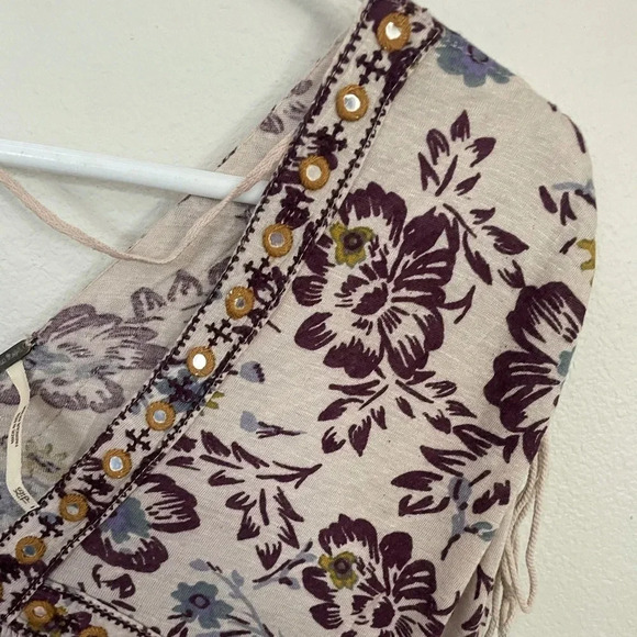 Free‎ People flouncy feminine boho linen top size XS - Picture 5 of 6